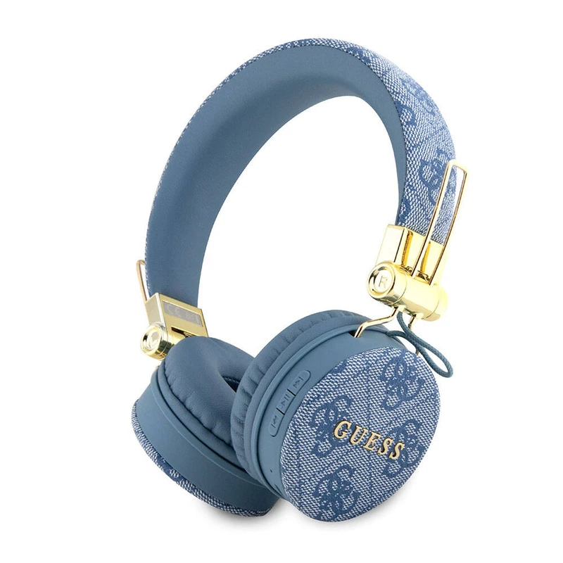 Guess Orjinal Lisanslı 4G Metal Logolu PU Deri Ayarlanabilir Kulak Üstü Mavi Bluetooth Kulaklık