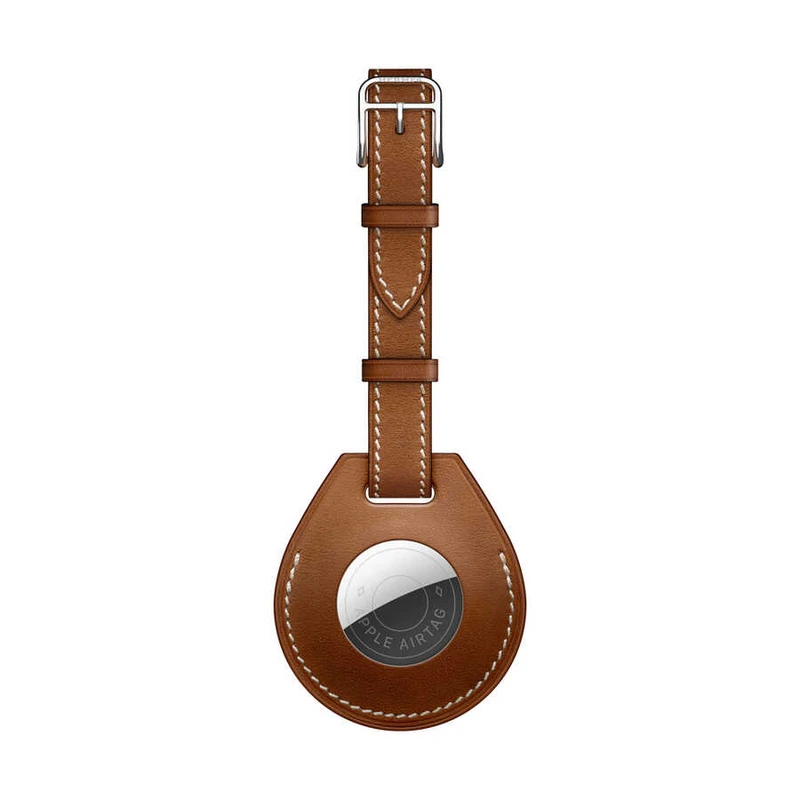 Wiwu Calfskin Luggage Tag for Airtag Brown