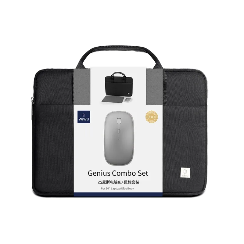 Wiwu Genius Combo 3in1 14 inç Laptop Çantası Kablosuz Mouse ve Mouse Pad Seti