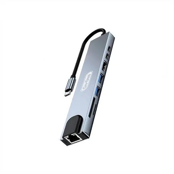 Go Des GD-9218 Type-C 8in1 USB 3.0 HDMI 4K RJ45 SD/TF Hub Adaptör