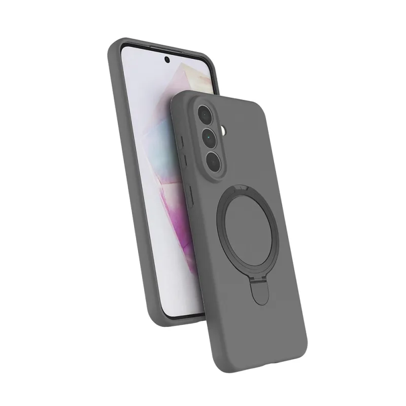 Galaxy A57 Kılıf M-safe Şarj Özellikli Standlı Zore Samara Kapak Gri