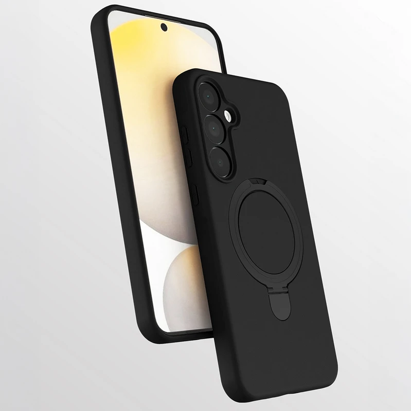 Zore Samsung Galaxy A17 Samara M-Safe Şarj Özellikli Standlı Siyah Kılıf