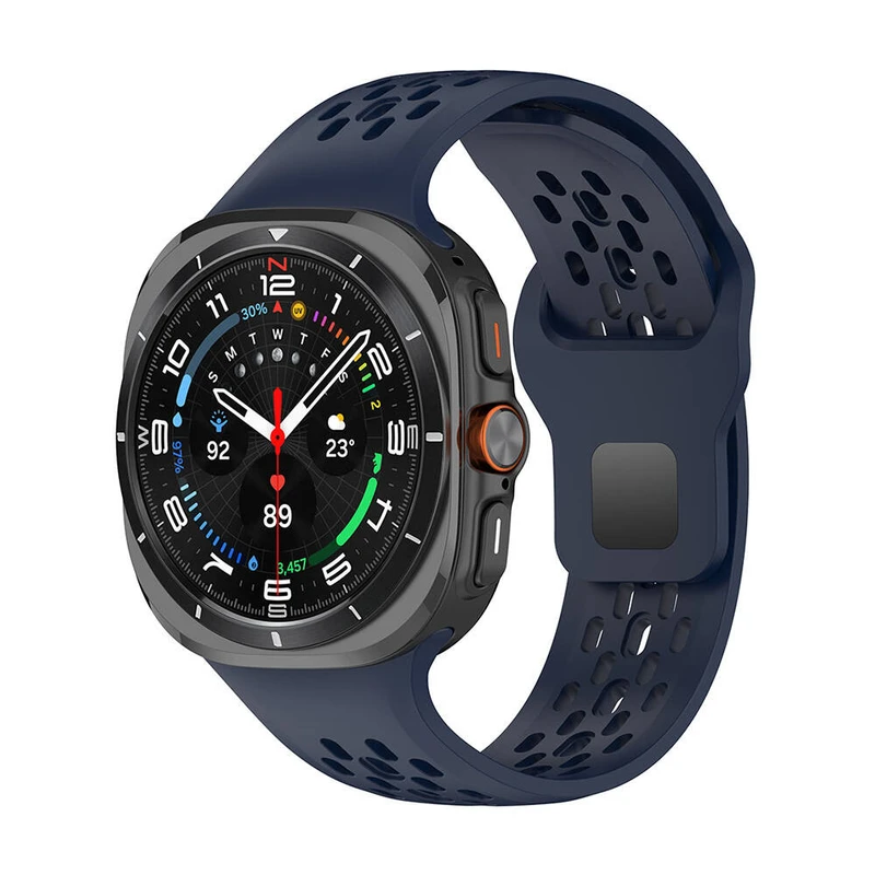 Zore KRD-119 Samsung Galaxy Watch Ultra 47mm Delikli Tasarım Gece Mavisi Silikon Kordon