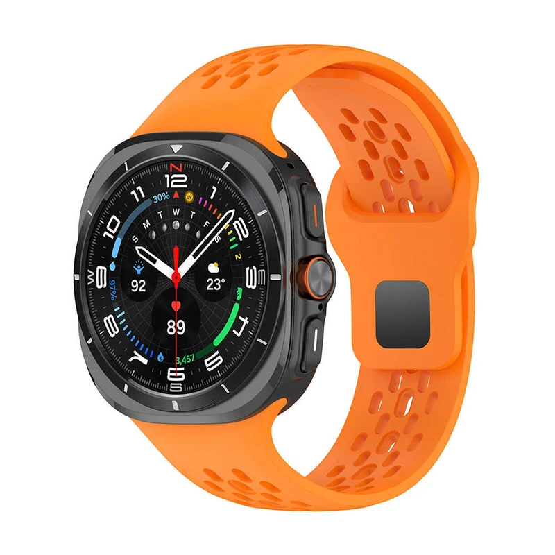 Zore KRD-119 Samsung Galaxy Watch Ultra 47mm Delikli Tasarım Turuncu Silikon Kordon