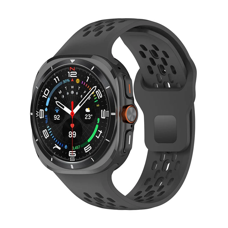Zore KRD-119 Samsung Galaxy Watch Ultra 47mm Delikli Tasarım Siyah Silikon Kordon