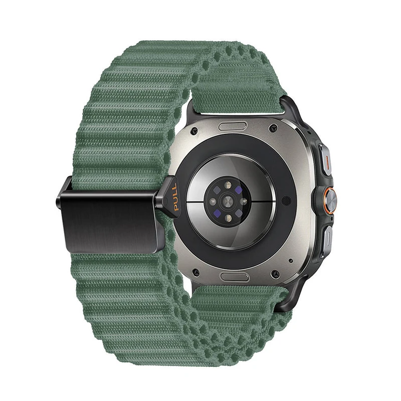 Zore KRD-120 Samsung Galaxy Watch Ultra 47mm Naylon Kumaş Hasır Örgülü Yeşil Kordon