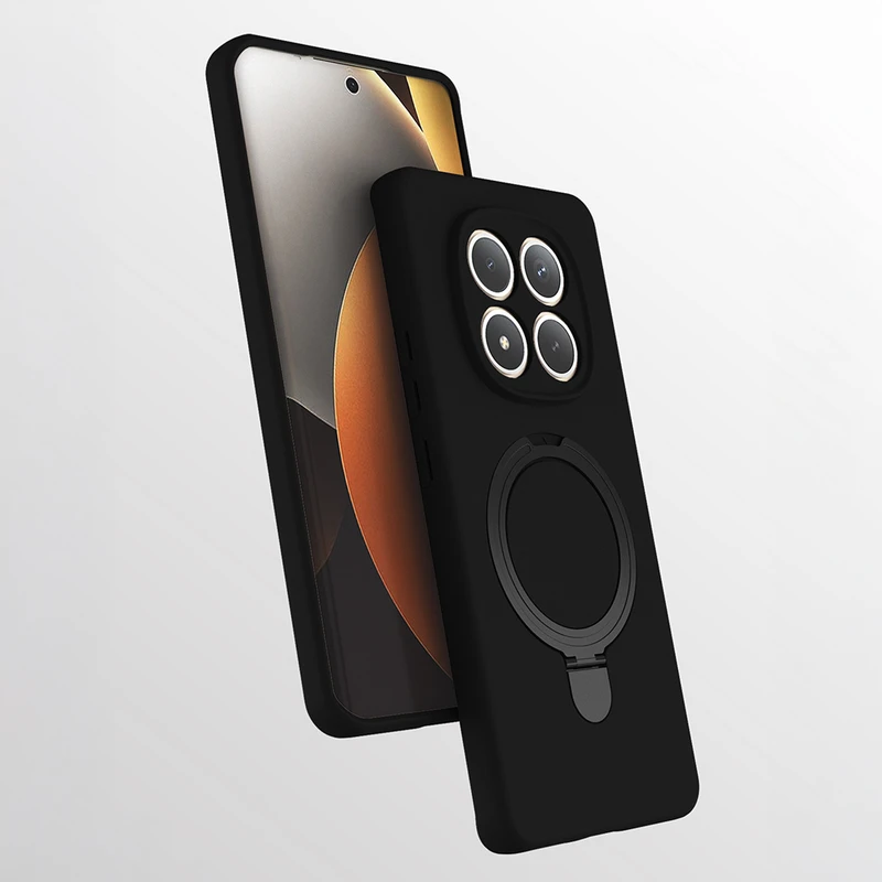 Zore Xiaomi Redmi Note 15 Pro 4G Samara M-Safe Şarj Özellikli Standlı Siyah Kılıf