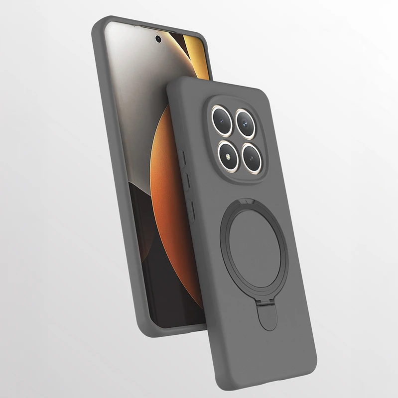 Zore Xiaomi Redmi Note 15 Pro 4G Samara M-Safe Şarj Özellikli Standlı Gri Kılıf