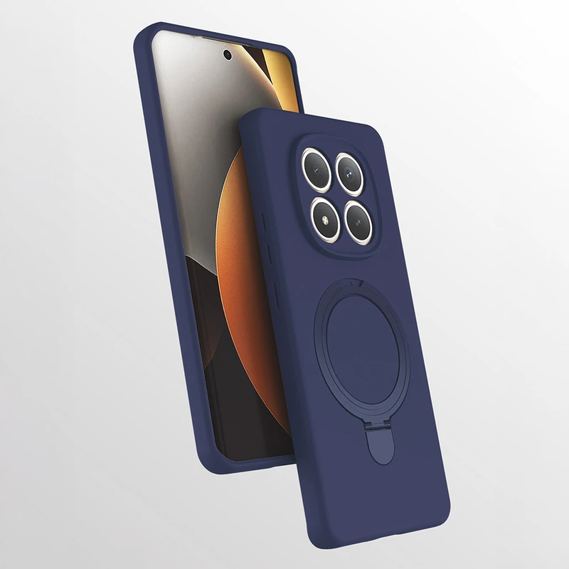 Zore Xiaomi Redmi Note 15 4G Samara M-Safe Şarj Özellikli Standlı Lacivert Kılıf