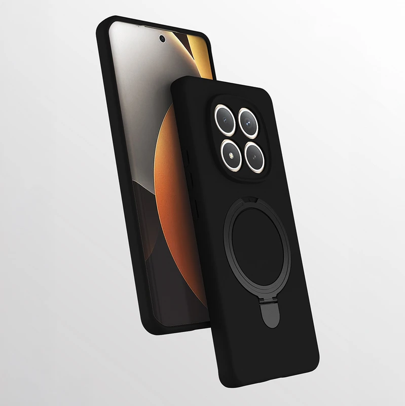 Zore Xiaomi Redmi Note 15 4G Samara M-Safe Şarj Özellikli Standlı Siyah Kılıf