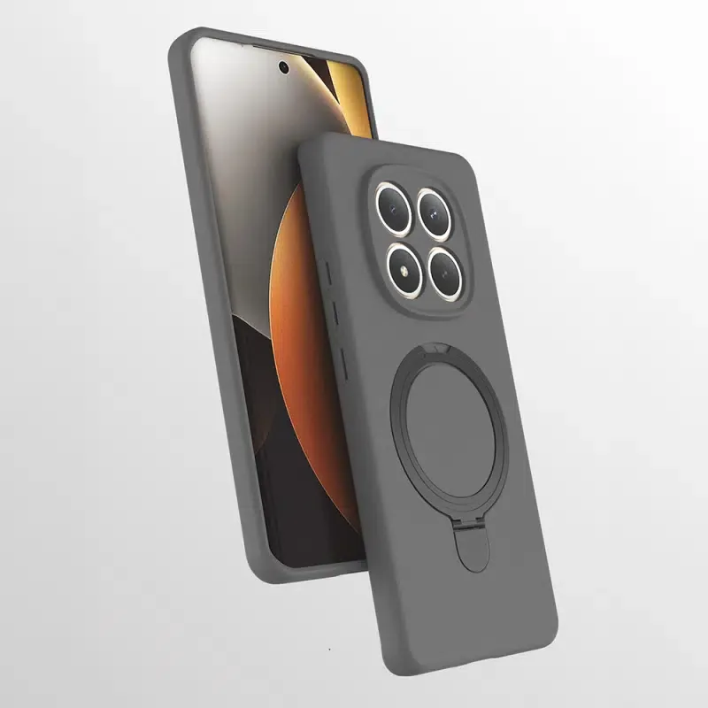 Xiaomi Redmi Note 15 4G Kılıf M-safe Şarj Özellikli Standlı Zore Samara Kapak Gri