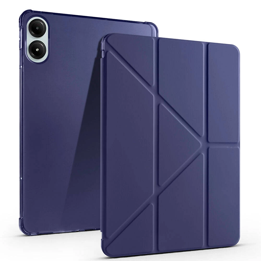 Zore Xiaomi Poco Pad Tri Folding Kalem Bölmeli Standlı Lacivert Kılıf