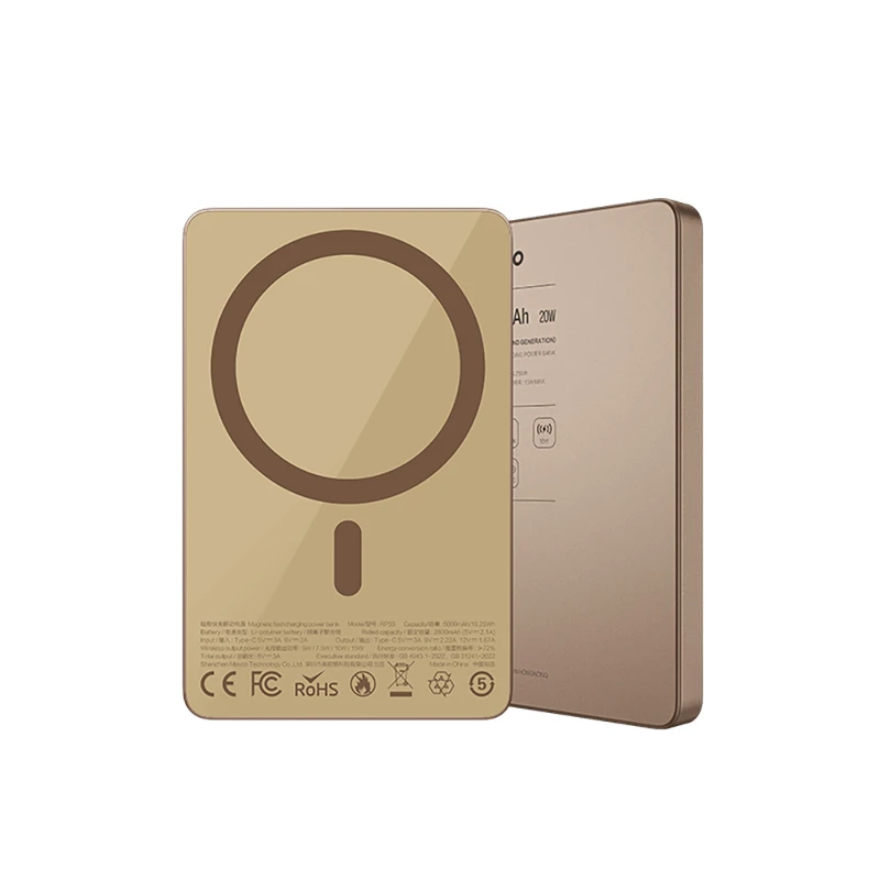 Recci RP33 PD 20W Ultra İnce Led Göstergeli 15W Kablosuz Hızlı Şarj Özellikli 5000mAh Powerbank