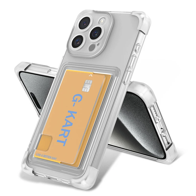 Zore G-Kart Apple iPhone 15 Pro Max Şeffaf Kartlıklı Kılıf