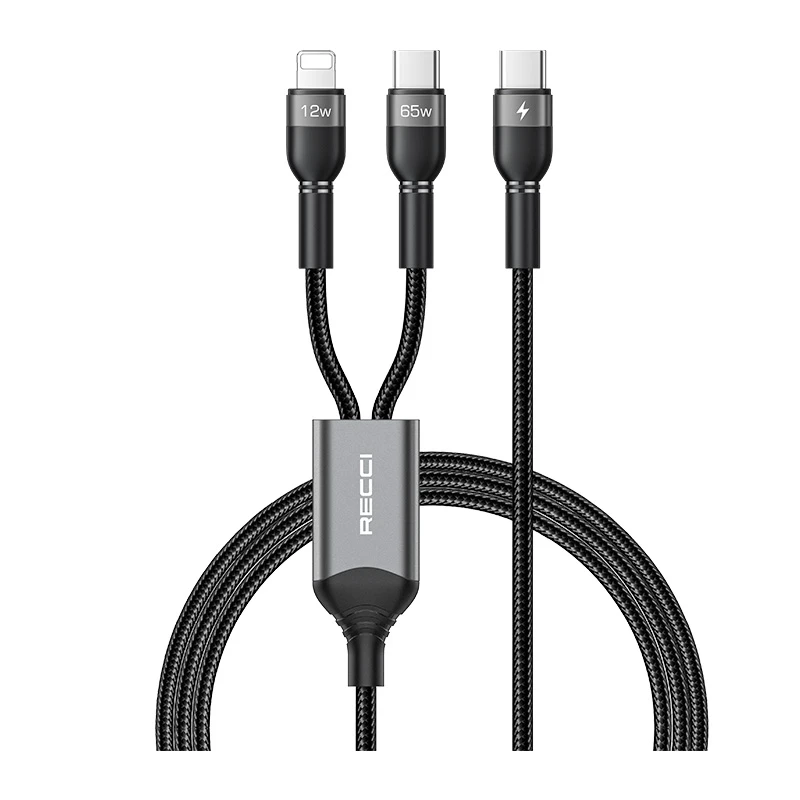 Recci RTC-T16 2in1 65W PD Lightning ve Type-C 1.2m Şarj Kablosu