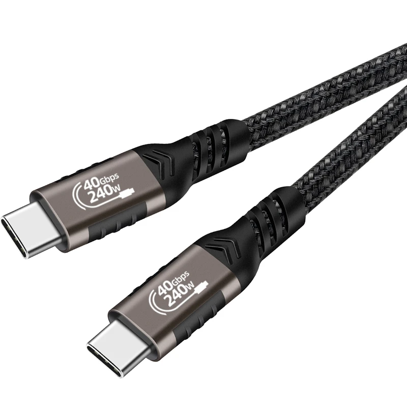 Zore QG01 Type-C to Type-C USB4 240W 1.2m Siyah Şarj Kablosu