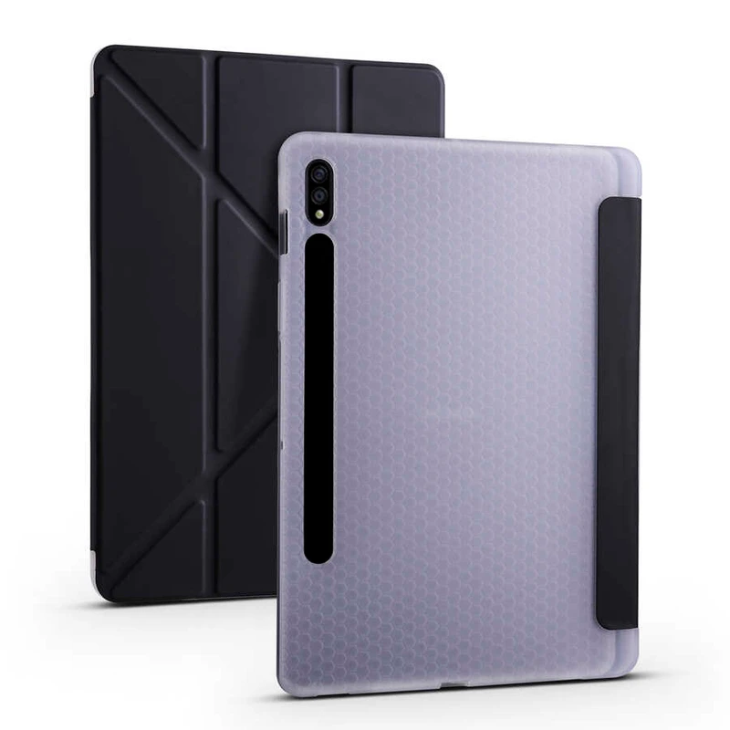 Zore Tri Folding Samsung Galaxy Tab S7 Plus T970 Kalem Bölmeli Standlı Tablet Kılıfı
