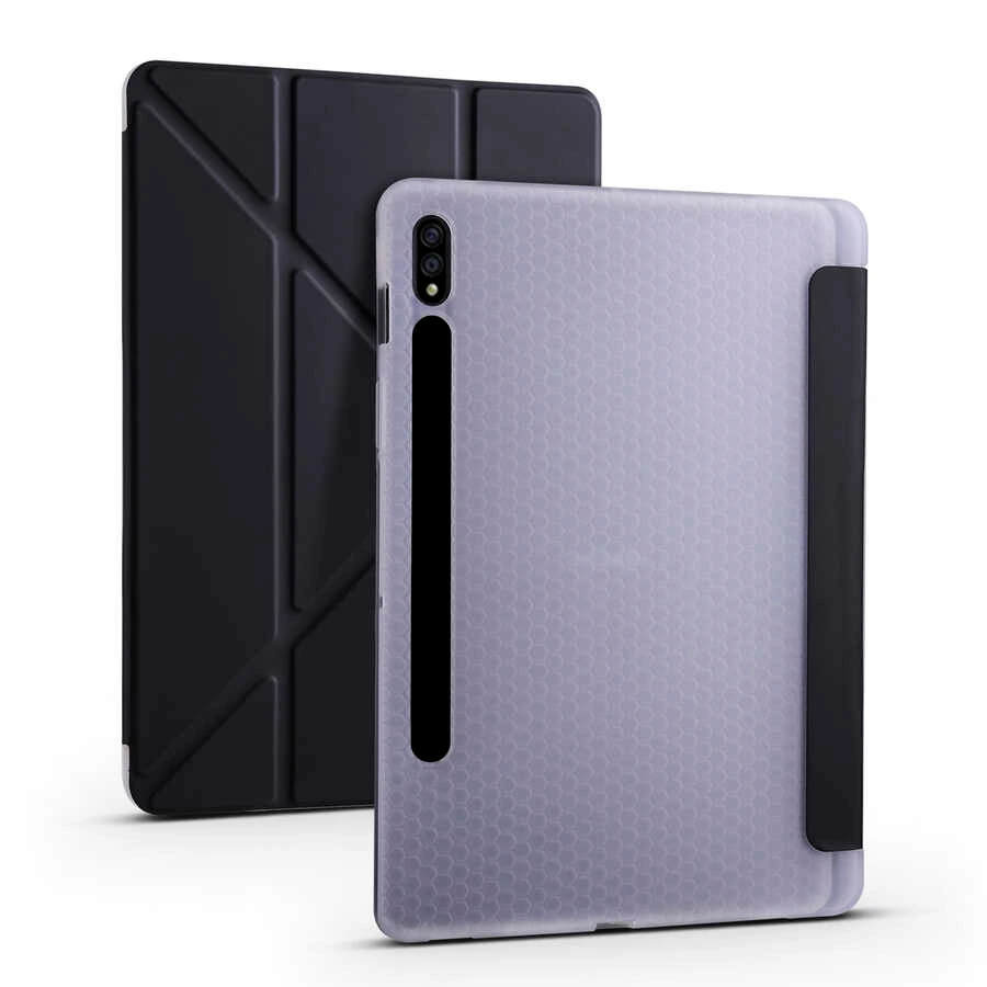 Zore Tri Folding Samsung Galaxy Tab S7 Plus T970 Kalem Bölmeli Standlı Tablet Kılıfı