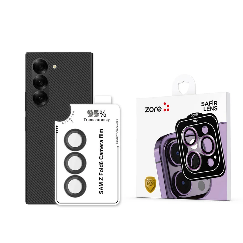 Zore CL-11 Samsung Galaxy Z Fold 6 Safir Parmak İzi Bırakmayan Anti-Reflective Kamera Lens Koruyucu