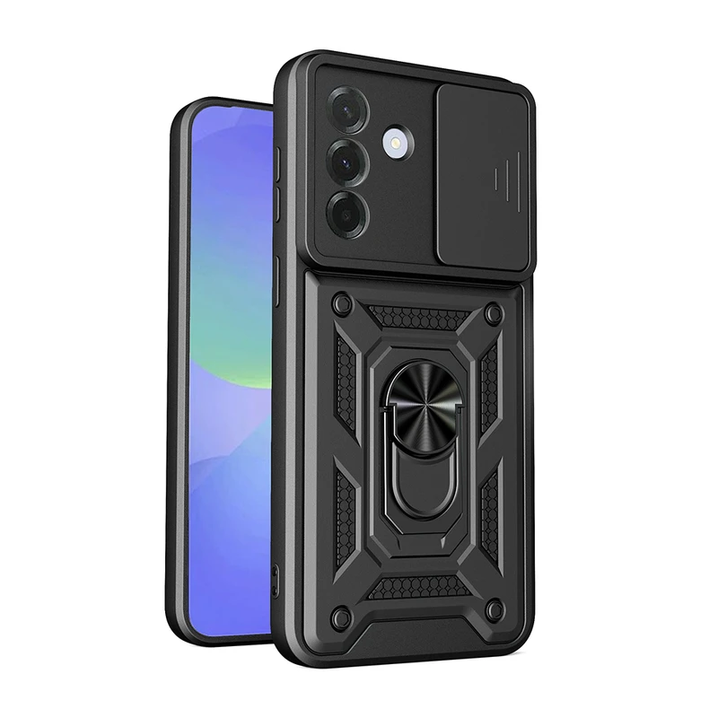 Zore Samsung Galaxy A57 Sürgülü Vega Magnetik Standlı Kamera Korumalı Kılıf