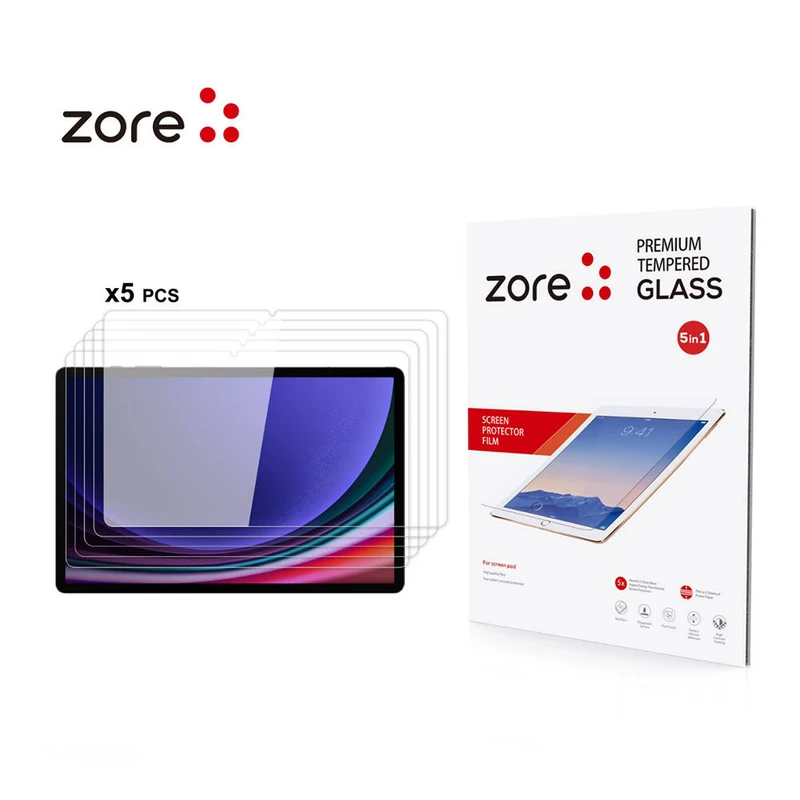 Zore 5in1 Samsung Galaxy Tab S9 Plus / S9 FE Plus / S10 Plus Temperli Cam Ekran Koruyucu