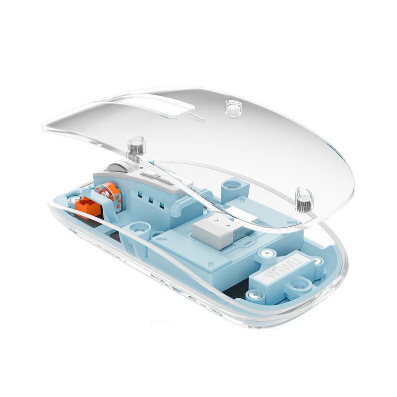 Wiwu WM105 Crystal RGB Işıklandırmalı Şeffaf Mavi Mouse