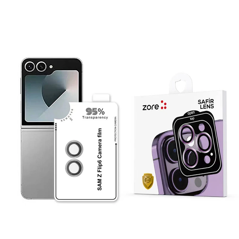 Zore CL-11 Samsung Galaxy Z Flip 6 Safir Parmak İzi Bırakmayan Anti-Reflective Kamera Lens Koruyucu