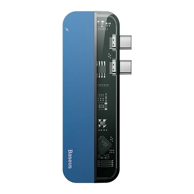 Baseus Transparent Series Dual Type-C Çok Fonksiyonlu Mavi USB Hub