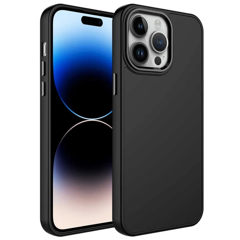 Zore Luna Apple iPhone 14 Pro Max Metal Çerçeve ve Buton Tasarımlı Silikon Kılıf
