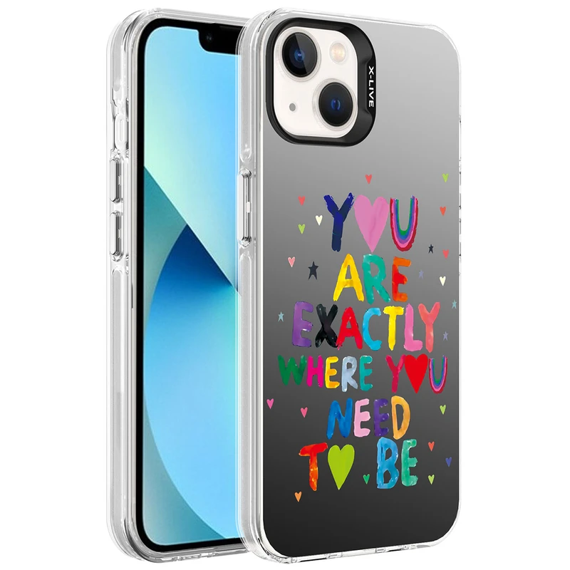 Zore Silver Apple iPhone 13 - 14 Desenli Sert Kılıf