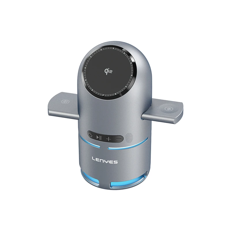 Lenyes PW321 Qi2 15W 4'ü 1 Arada Bluetooth Hoparlörlü Kablosuz Şarj Standı