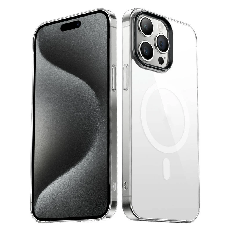 Zore G-Glass Apple iPhone 15 Pro Max Wireless Şarj Özellikli Şeffaf Kılıf