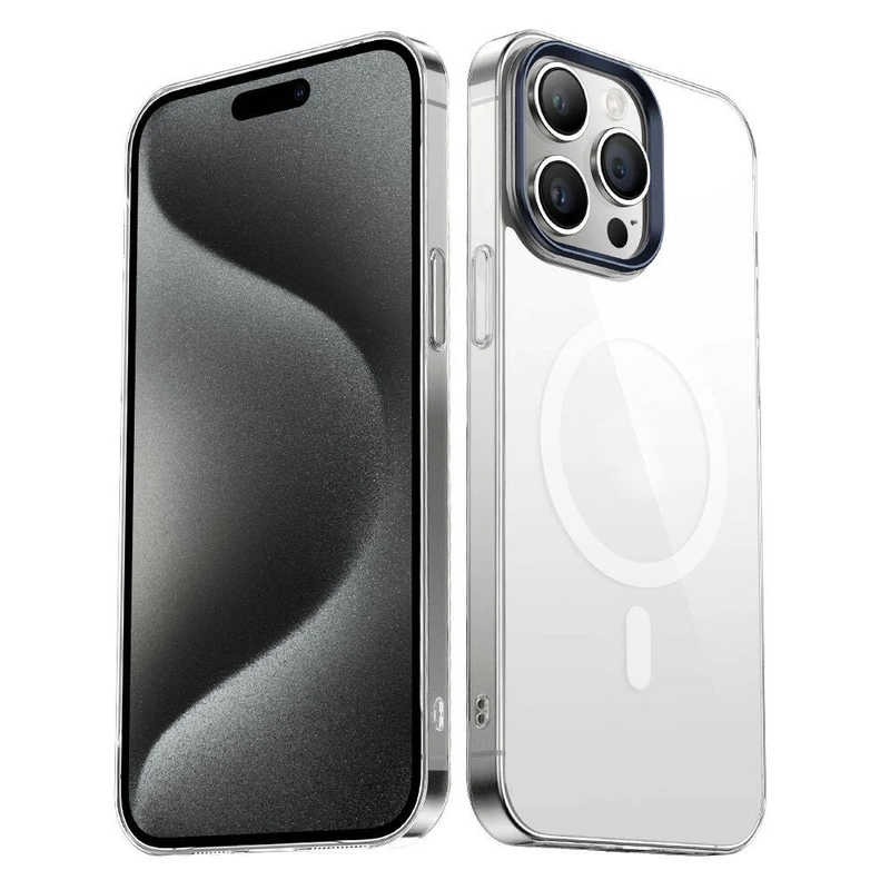 Zore G-Glass Apple iPhone 15 Pro Max Wireless Şarj Özellikli Şeffaf Kılıf