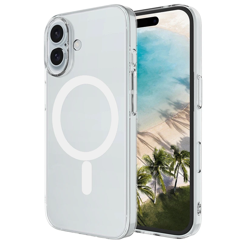 Zore Apple iPhone 17 Porto M-Safe Şarj Özellikli Kamera Çerçeveli Şeffaf Kılıf