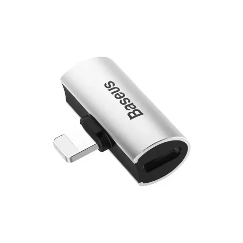 Baseus L46 Lightning to Çift Lightning Gümüş Siyah Adaptör