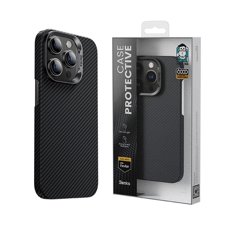Benks Essential ArmorAir 600D Kevlar M-Safe Karbon Fiber Apple iPhone 15 Pro Max Kılıf