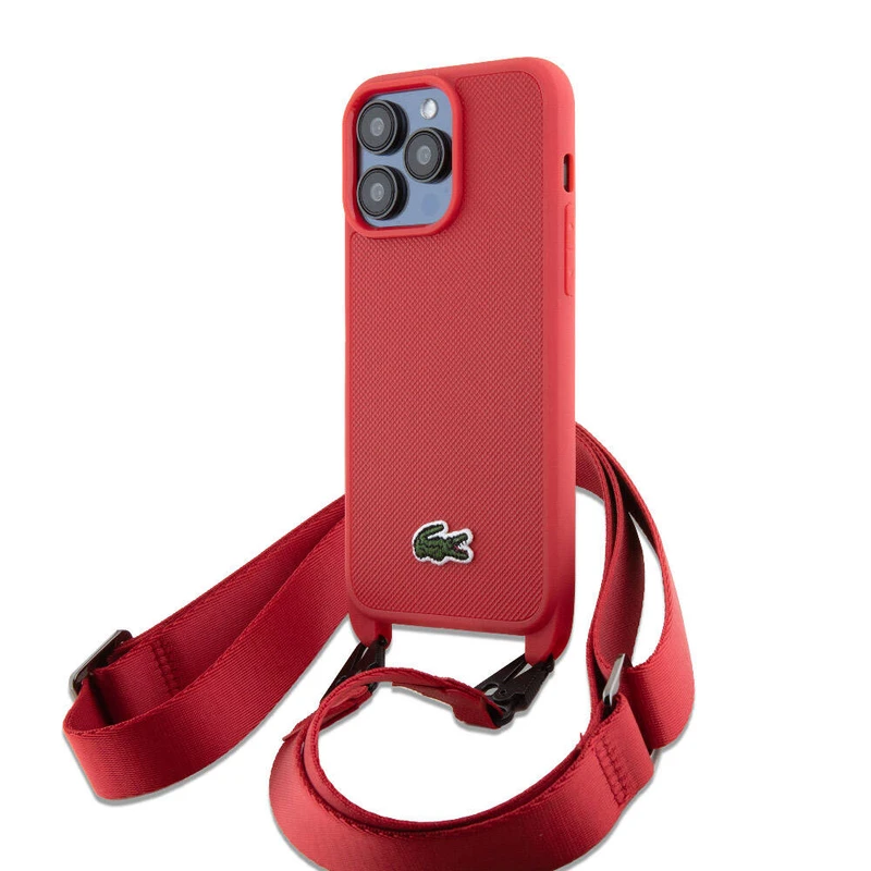 Lacoste Iconic Petit Pique Askılı Dokuma Timsah Logolu Apple iPhone 15 Pro Max Kılıf