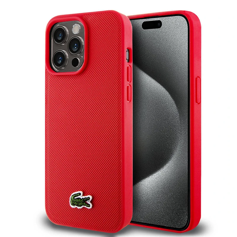 Lacoste Iconic Petit Pique PU Dokuma Timsah Logolu Apple iPhone 15 Pro Max Kılıf