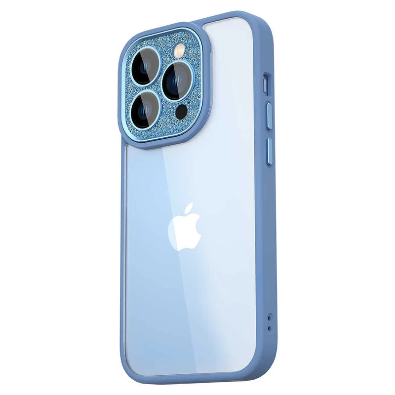 Wiwu GCC-105 Apple iPhone 14 Pro Lens Korumalı Renkli Kenarlı Arkası Şeffaf Kılıf