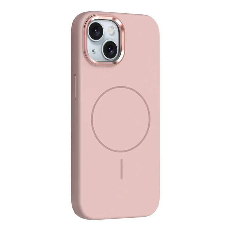 Zore Edi Apple iPhone 14 M-Safe Şarj Özellikli Metal Kamera Çerçeveli Silikon Kılıf
