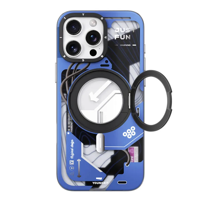 Youngkit Starship Serisi Apple iPhone 16 Pro Max MagSafe Şarj Özellikli 360° Standlı Kılıf