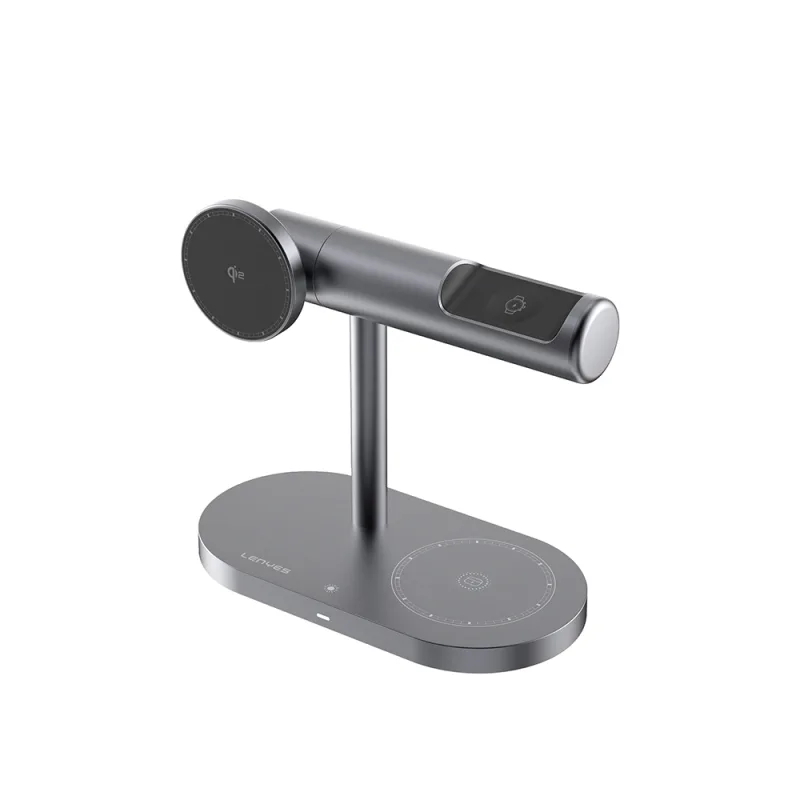 Lenyes PW319 Qi2 Ambiyans Işıklı 15W 3in1 Kablosuz Şarj Standı