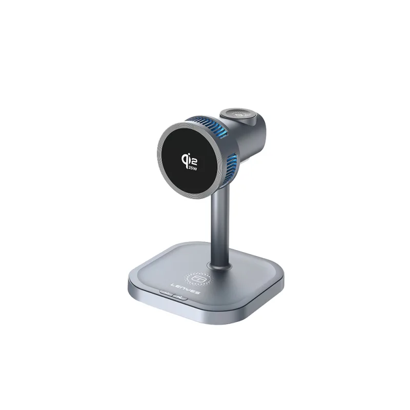 Lenyes PW323 Qi2 Ambiyans Işıklı 25W 3in1 Kablosuz Şarj Standı