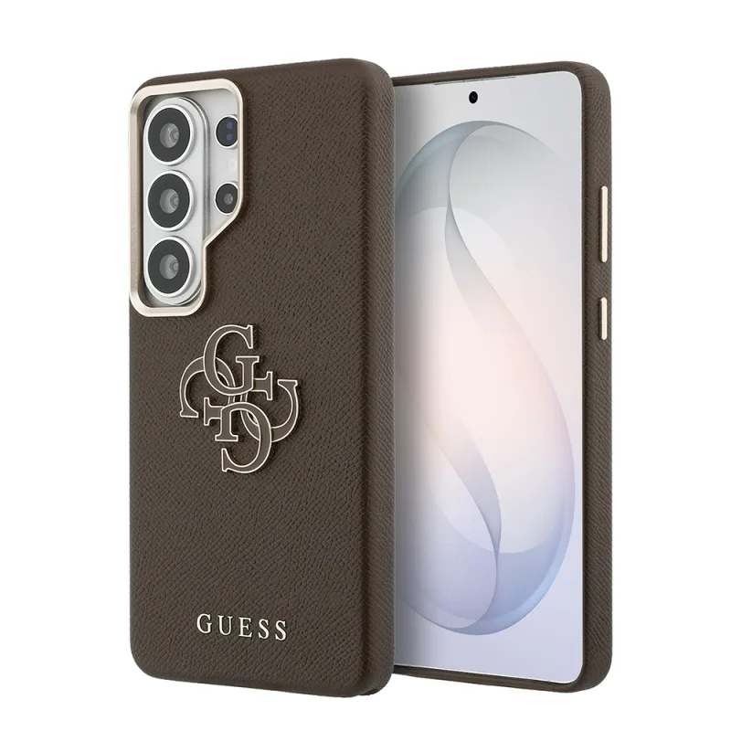 Guess Orjinal Lisanslı Samsung Galaxy S26 Ultra Grained Yazı ve 4G Büyük Metal Logolu Siyah Kılıf