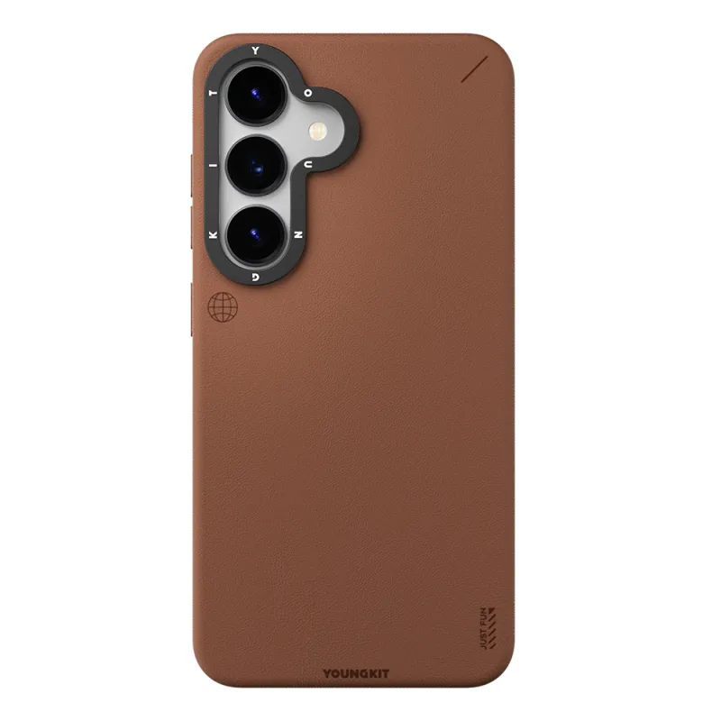 Youngkit Tech Fashion Serisi Samsung Galaxy S25 M-Safe Şarj Özellikli Mat Deri Desenli Kılıf