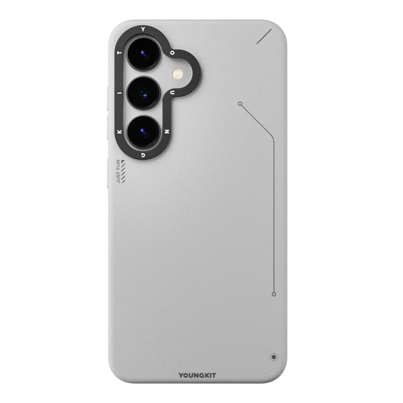YoungKit Tech Fashion Samsung Galaxy S25 M-Safe Şarjlı Mat Deri Desenli Kılıf