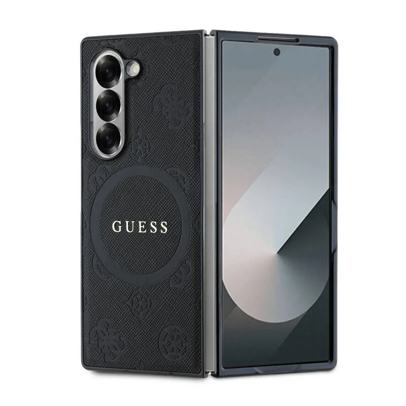 Guess Samsung Galaxy Z Fold 6 Orijinal Lisanslı M-Safe Şarjlı Saffiano Metal Logolu Kılıf