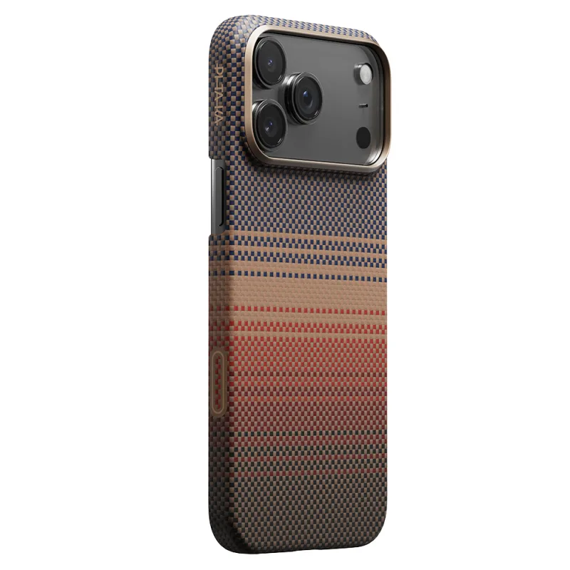 Pitaka Tactile Woven Sunset-Moonrise Apple iPhone 17 Pro M-Safe Şarjlı Aramid Karbon Fiber Kılıf