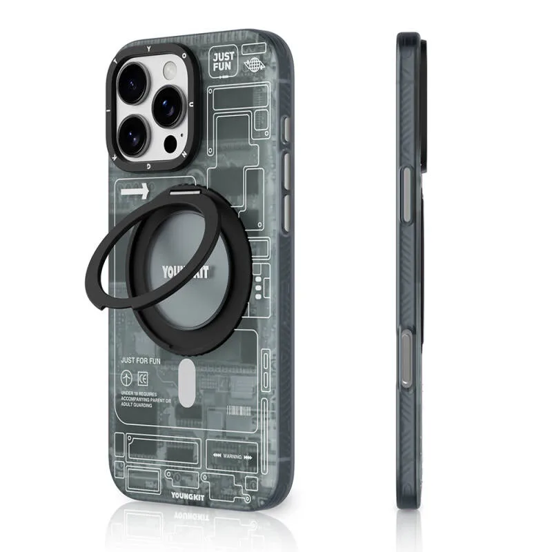 Youngkit Technology Serisi Apple iPhone 16 Pro 360 Standlı M-Safe Kılıf