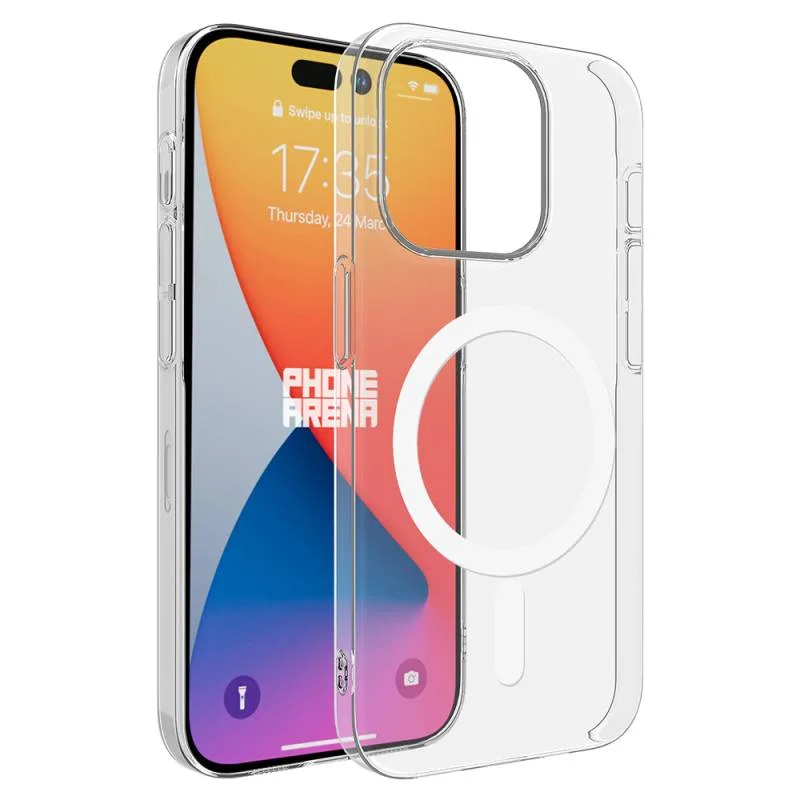 Zore Apple iPhone 15 Pro Max Porto M-Safe Şarj Özellikli Şeffaf Tek Kamera Çerçeveli Kılıf